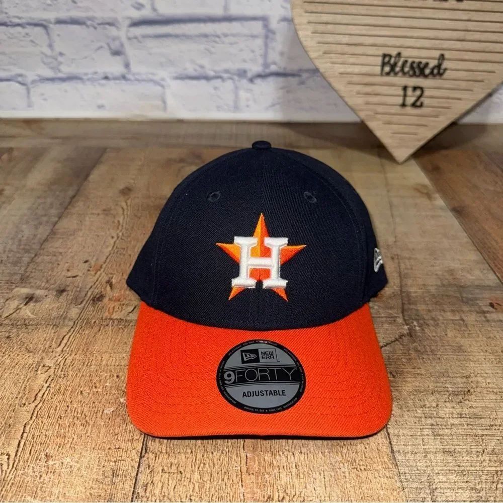 New Era Houston Astros 9Forty The League Orange/Navy Adjustable Strap Hat Cap